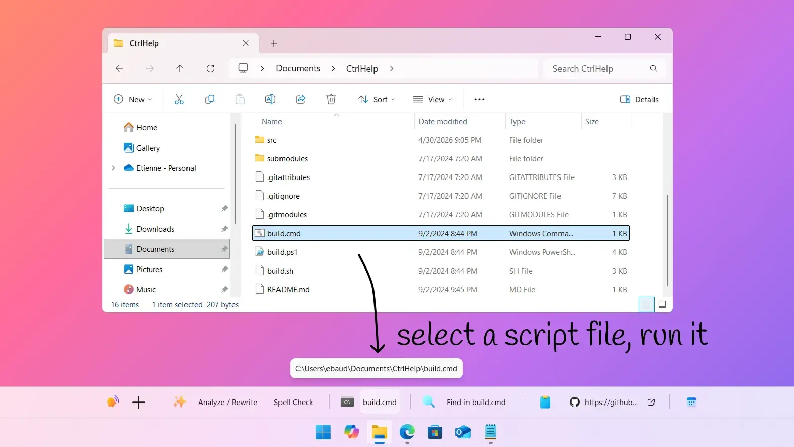 Script file selection