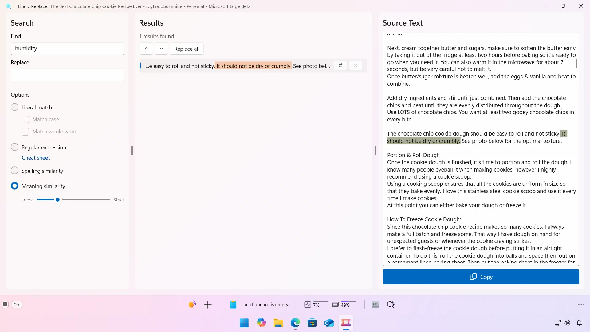 The Text Finder extension on the WindowSill bar