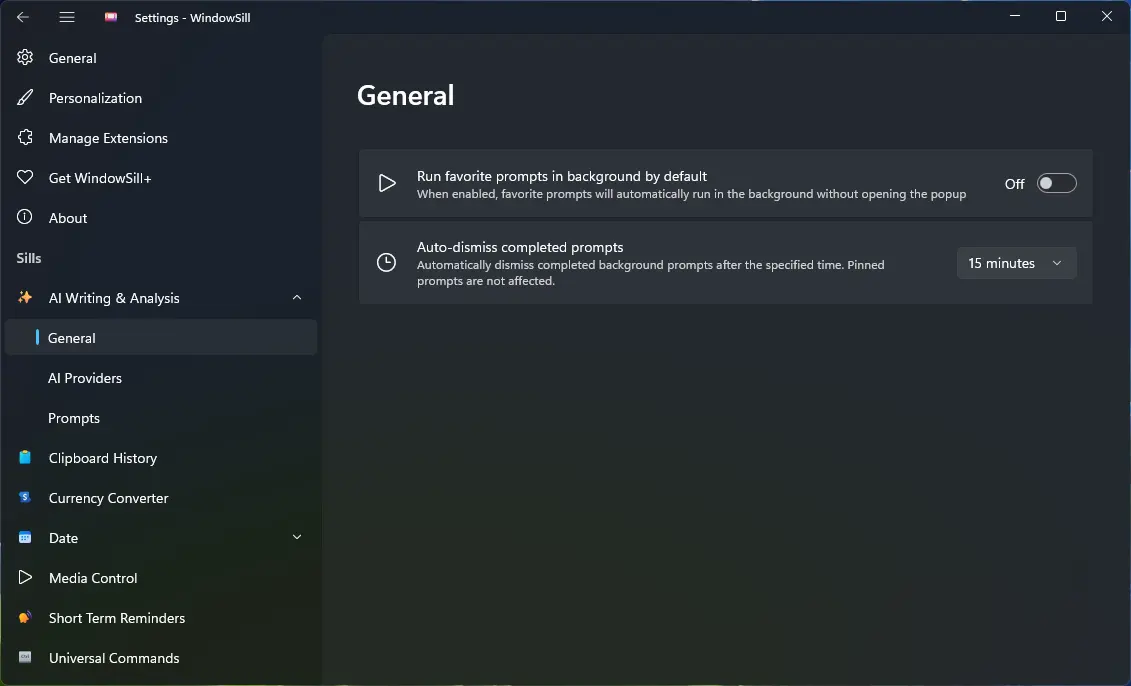 The new General Settings page